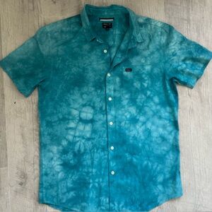 RVCA Aqua Tie Dye Button Down Shirt Sz L